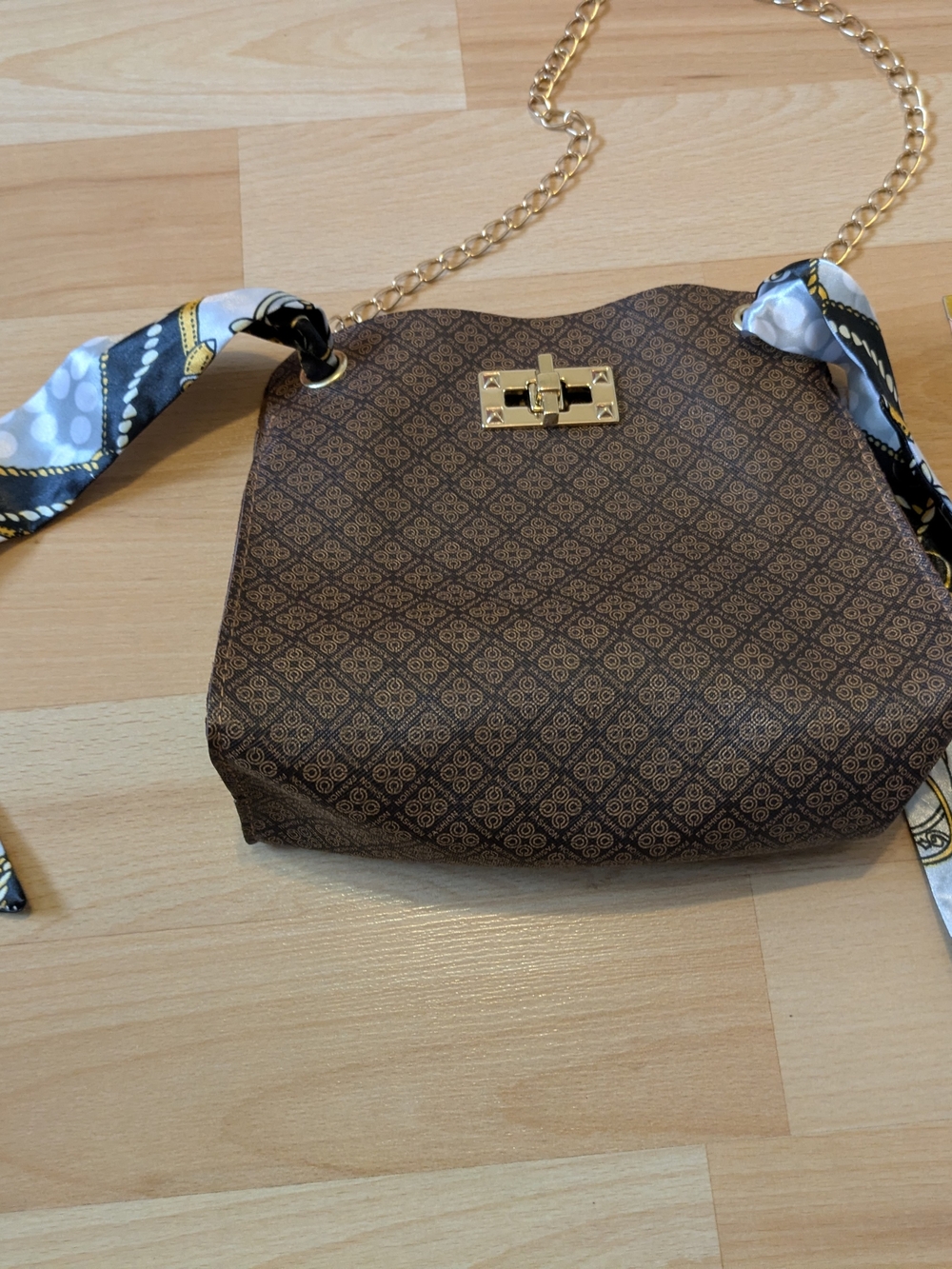 Bag Brown Patterned Chain-Handle Women’s Shoulder Bag